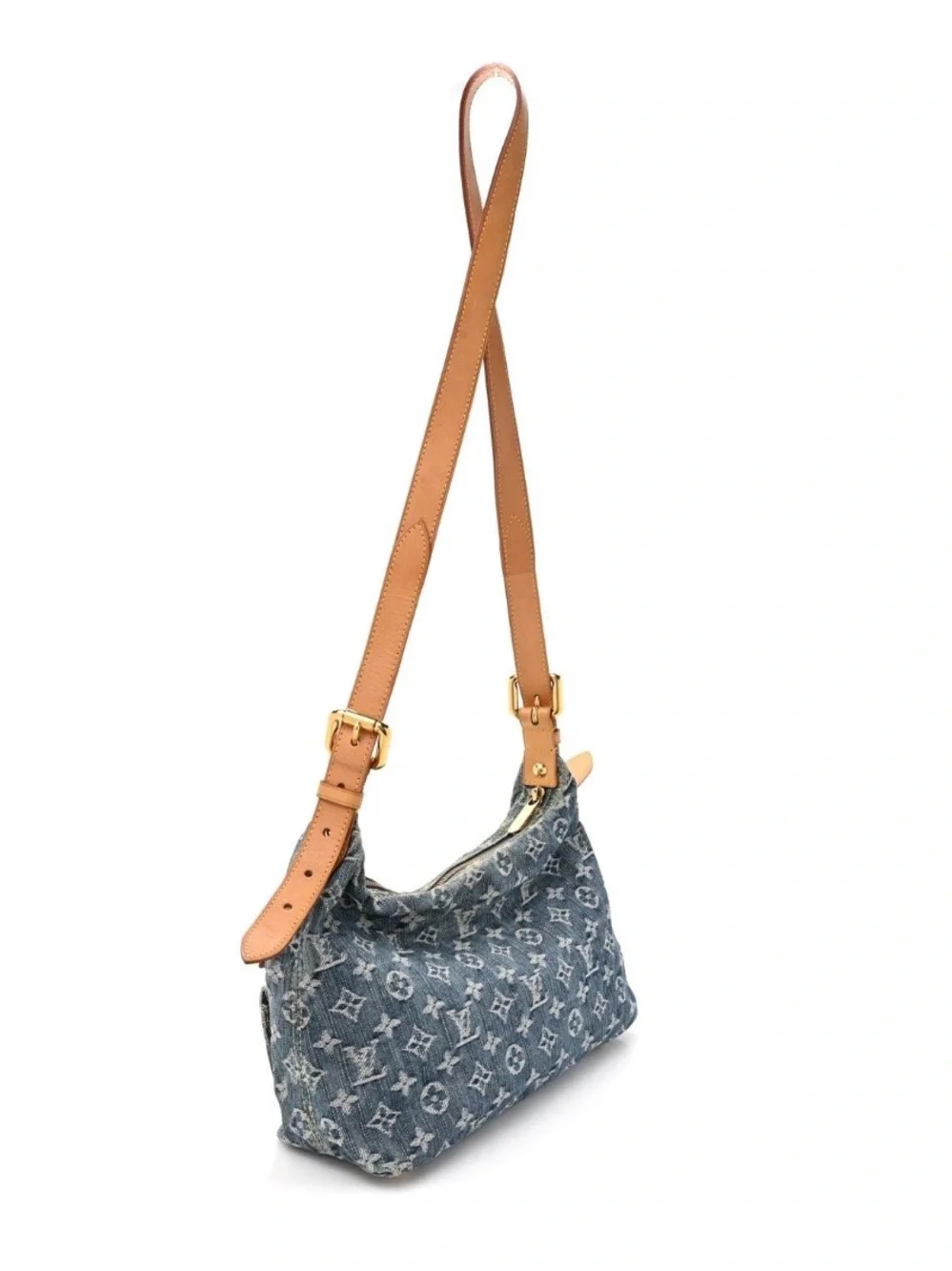 Louis Vuitton Blue Monogram Denim Shoulder Bag with Tan Trim